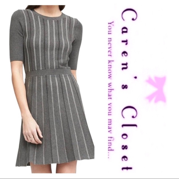 Banana Republic Grey Striped Knit Dress - Picture 2 of 7